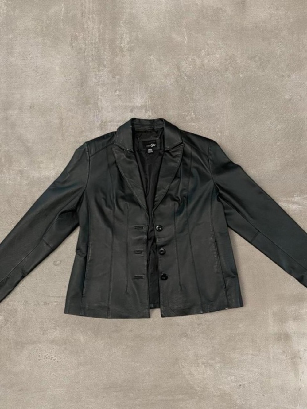 East 5th Genuine Leather Black Blazer Jacket Women’s Large Vintage Style